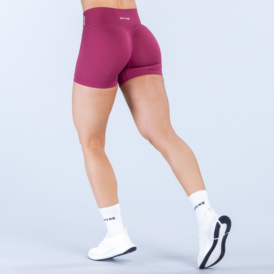 Magenta 4.5-inch athletic shorts with back seam and wide waistband