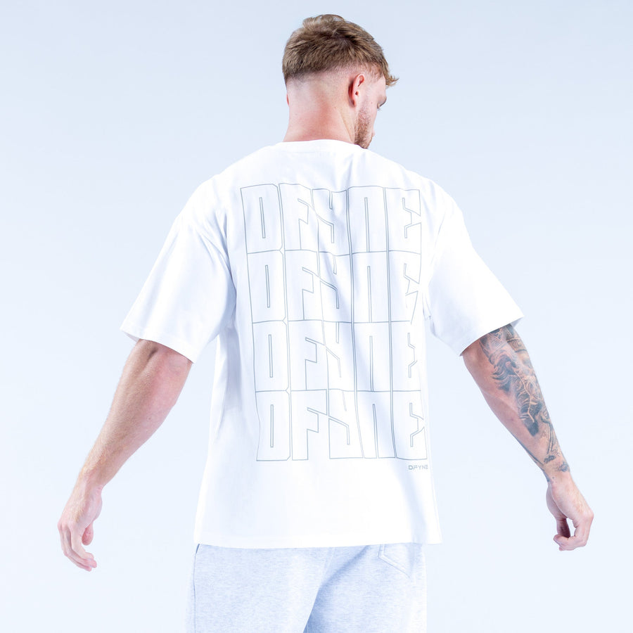 White graphic T-shirt with large back outline print