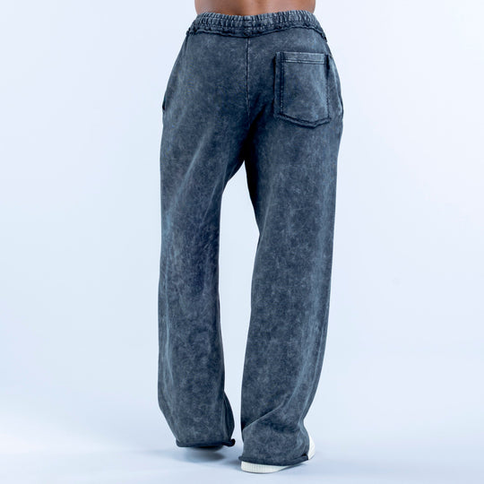Washed jogger pants in dark navy with elastic waist and cargo pocket detail